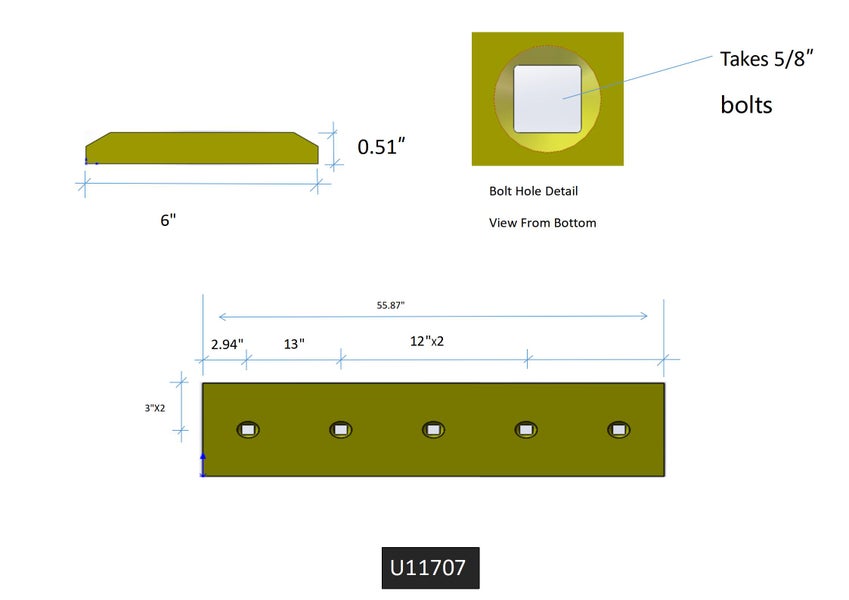 U11707 | John Deere Cutting Edges-55.88" LONG