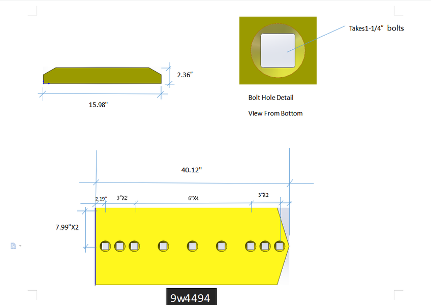 9W4494 | Caterpillar Cutting Edges-40.13" LONG