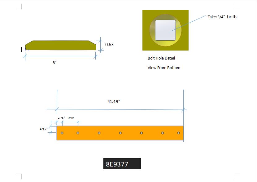 8E9377 | Caterpillar Cutting Edges-41.5" LONG
