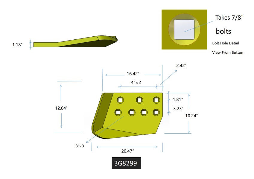 3G8299 | Caterpillar End Bits-HOT CUPPED