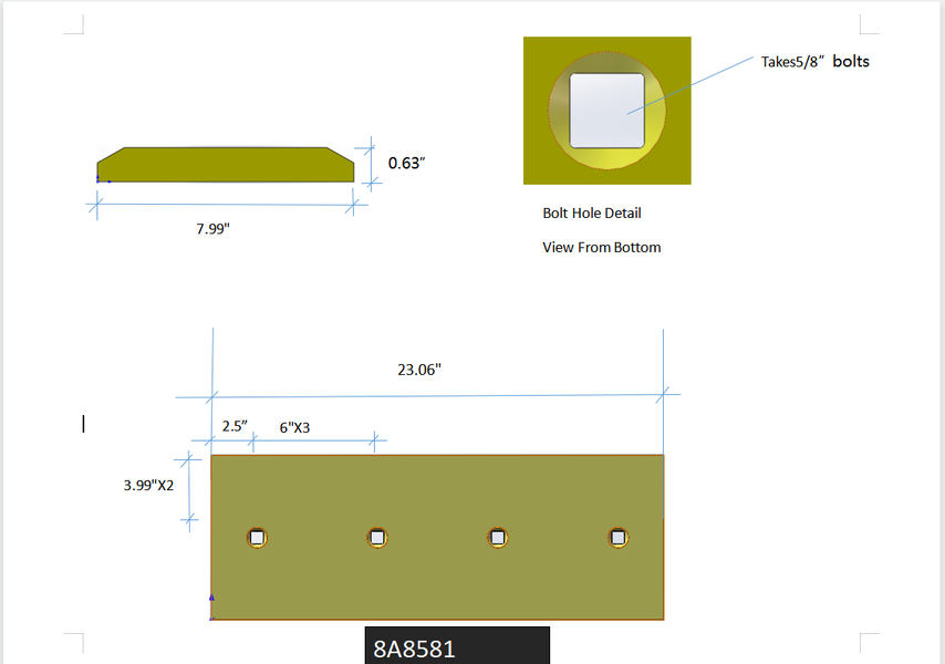 8A8581 | Caterpillar Cutting Edges-23.00" LONG