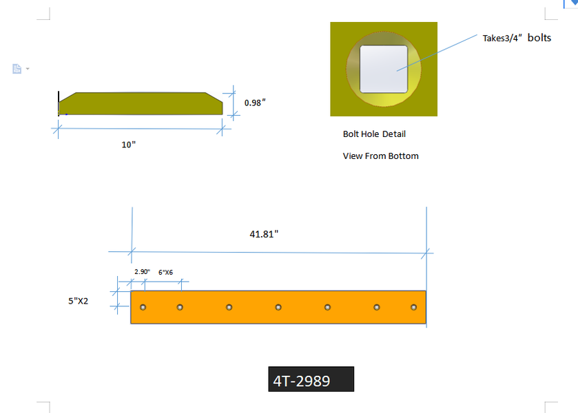 4T2989 | Caterpillar Cutting Edges-41.88" LONG
