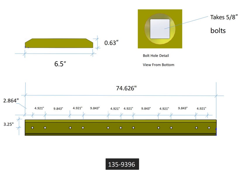 135-9396 | Caterpillar Cutting Edges-74.63" LONG