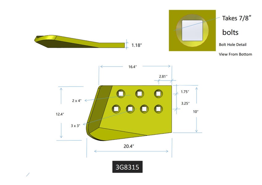 3G8315 | Caterpillar End Bits-HOT CUPPED