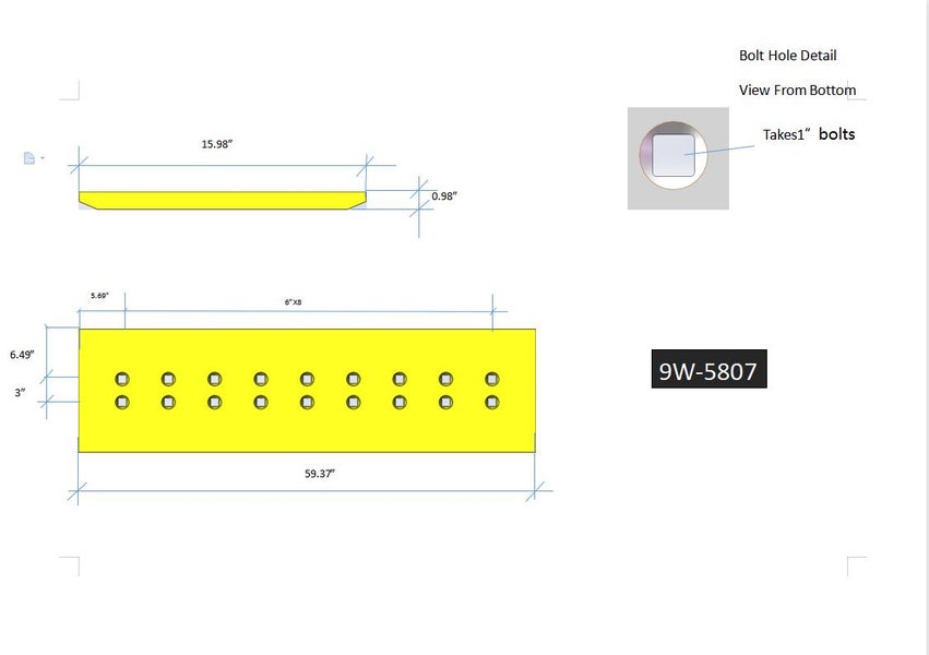 9W5807 | Caterpillar Cutting Edges-59.50" LONG