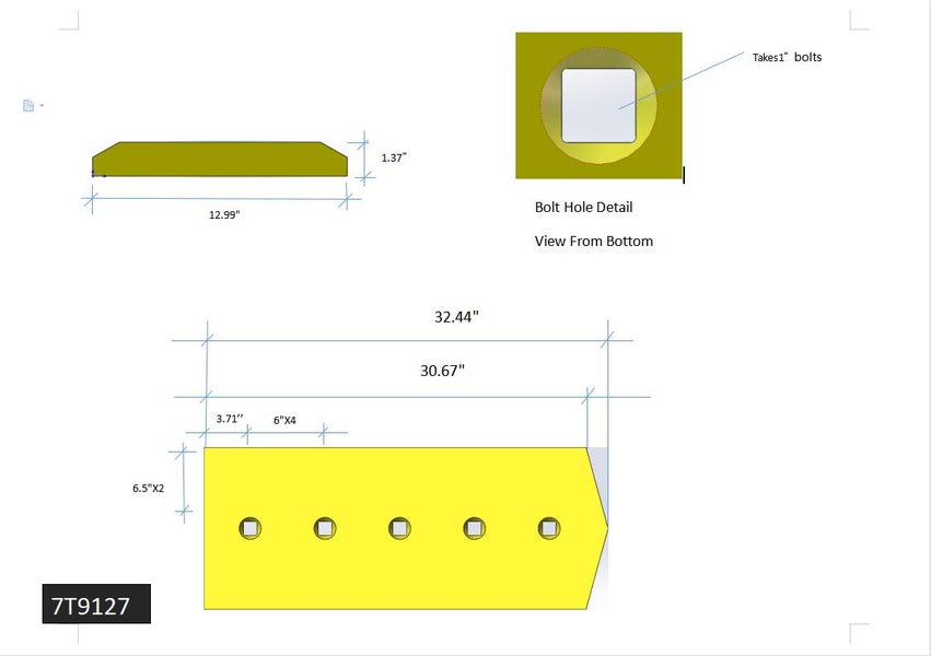7T9127 | Caterpillar Cutting Edges-32.44" LONG