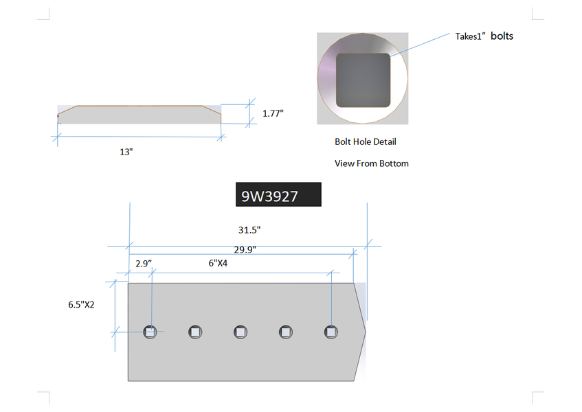 9W3927 | Caterpillar Cutting Edges-31.50" LONG