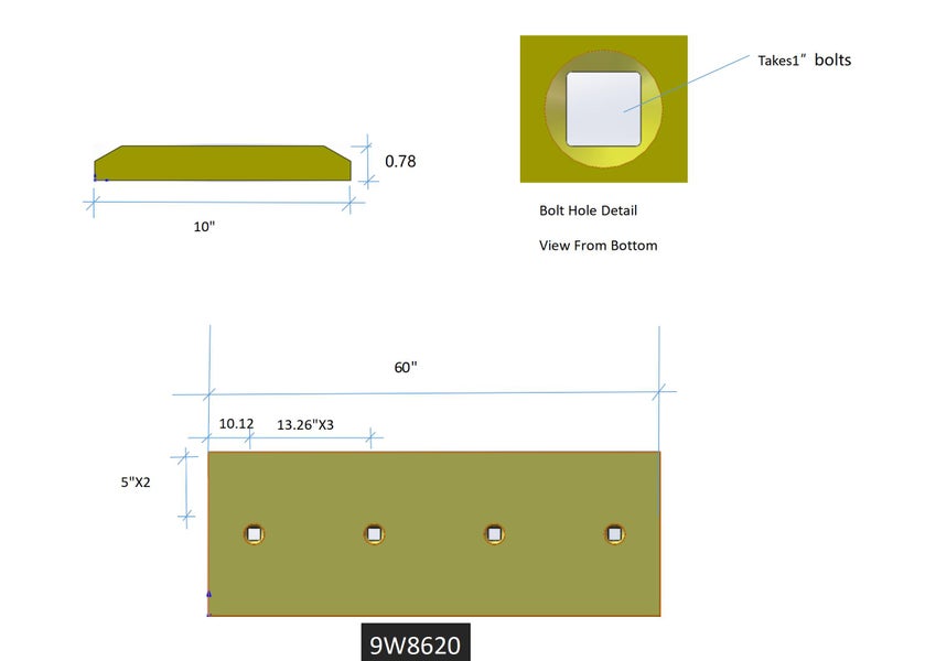9W8620 | Caterpillar Cutting Edges-60" LONG