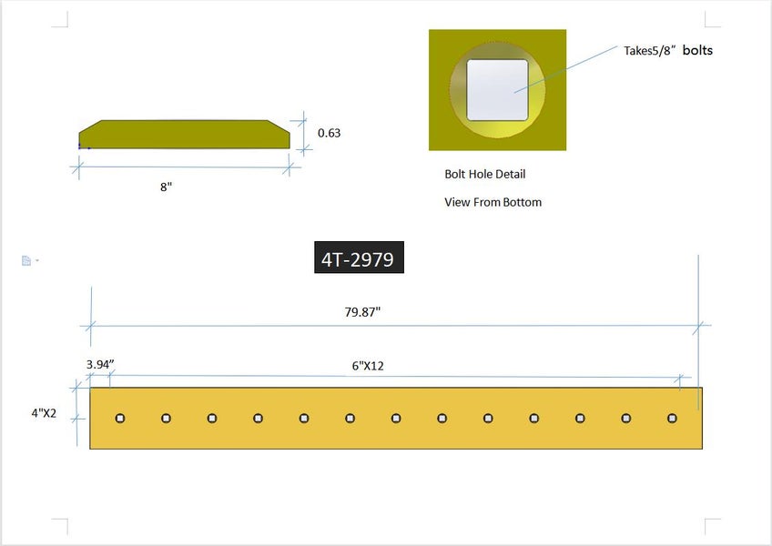 4T2979 | Caterpillar Cutting Edges-79.88" LONG