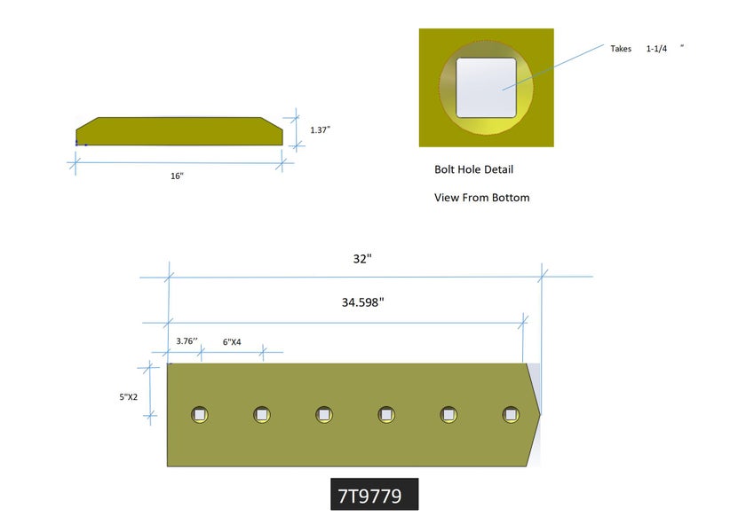 7T9779 | Caterpillar Cutting Edges-32.75" LONG