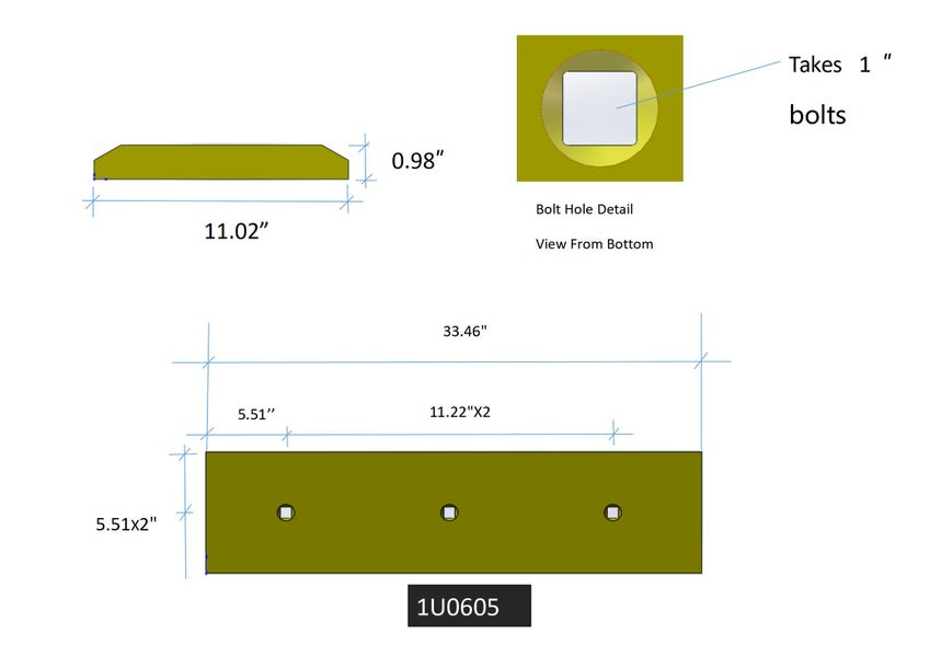 1U0605 | Caterpillar Cutting Edges-33.50" LONG