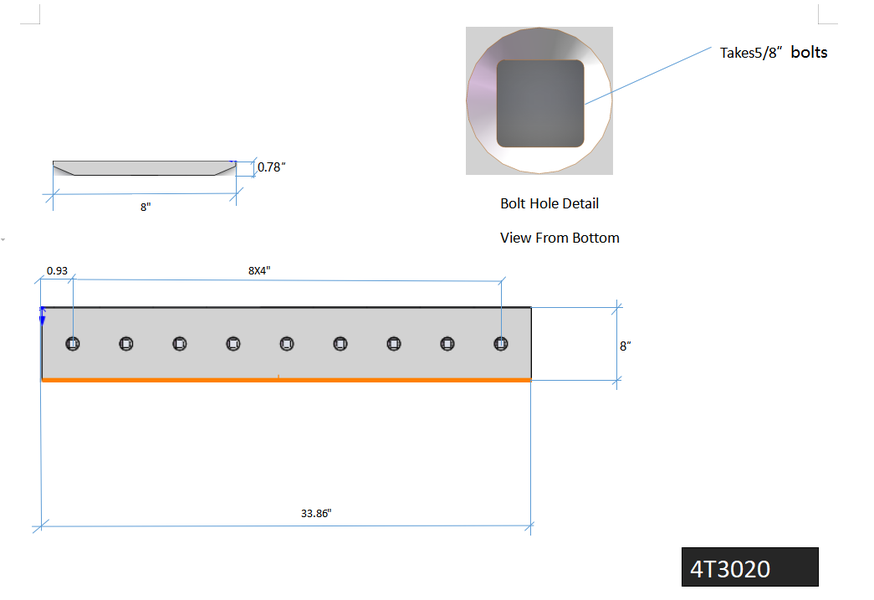 4T3020 | Caterpillar Cutting Edges-33.81" LONG