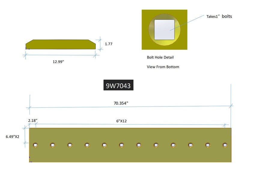 9W7043 | Caterpillar Cutting Edges-70.38" LONG