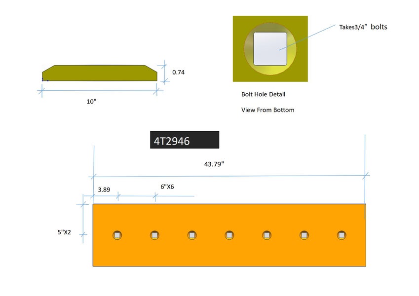 4T2946 | Caterpillar Cutting Edges-43.88" LONG