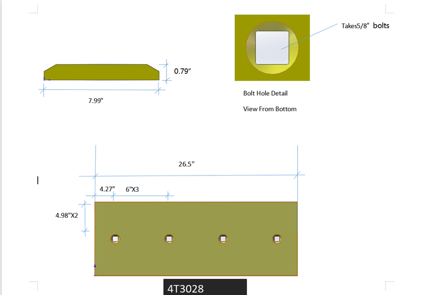 4T3028 | Caterpillar Cutting Edges-26.50" LONG