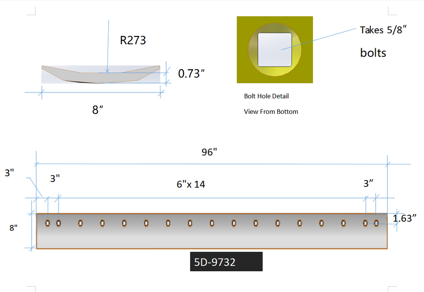 5D-9732 | Caterpillar Grader Blades-8 FT LONG GRADER BLADE