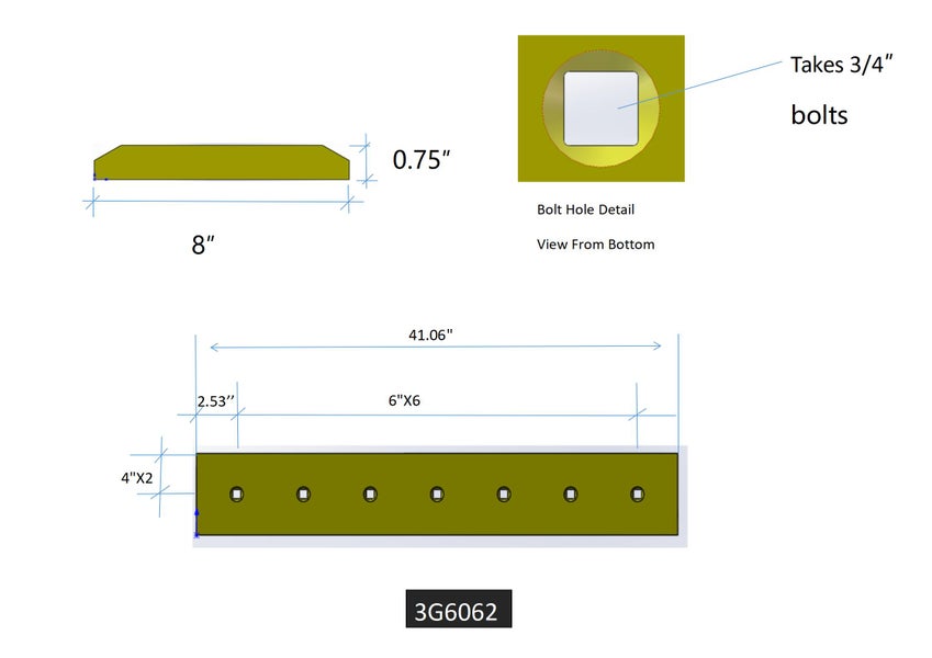 3G6062 | Caterpillar Cutting Edges-41.13" LONG