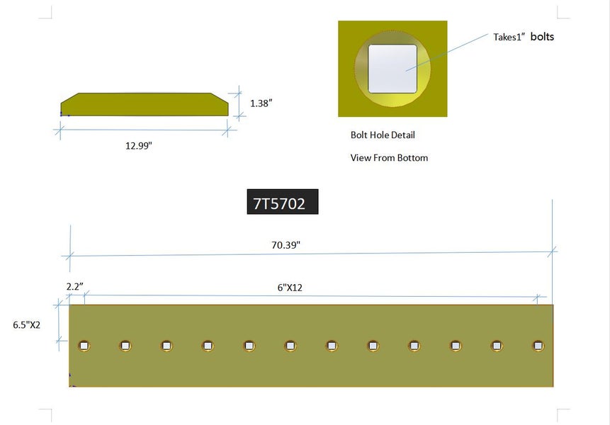 7T5702 | Caterpillar Cutting Edges-70.38" LONG