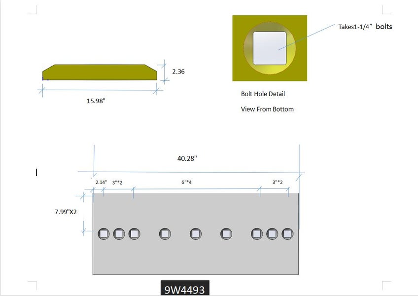 9W4493 | Caterpillar Cutting Edges-40.25" LONG