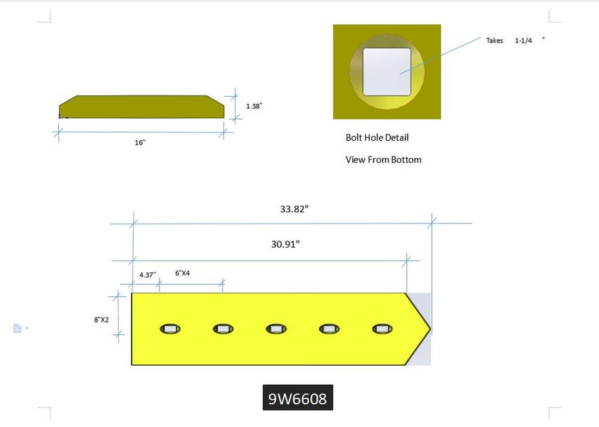 9W6608 | Caterpillar Cutting Edges-33.81" LONG