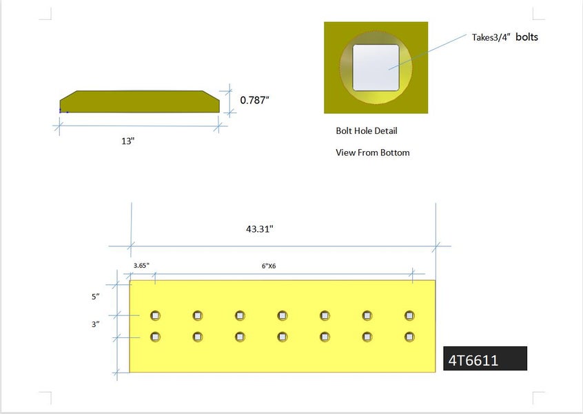 4T6611 | Caterpillar Cutting Edges-43.38" LONG