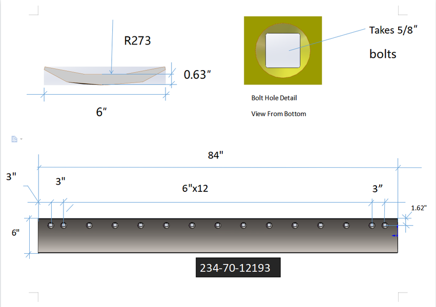 234-70-12193 | Caterpillar Grader Blades-7 FT GRADER BLADE