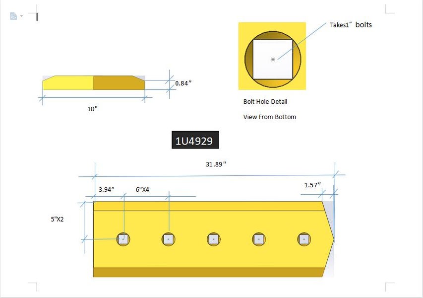 1U4929 | Caterpillar Cutting Edges-31.75" LONG