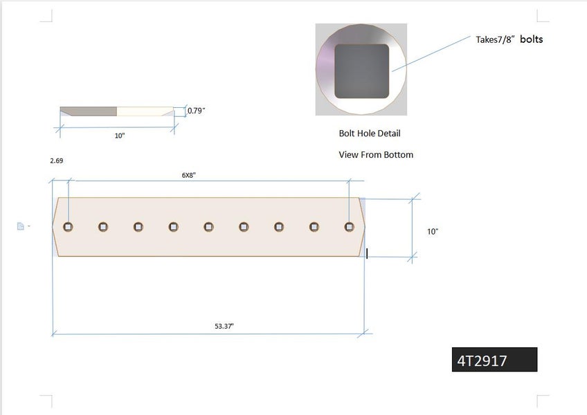 4T2917 | Caterpillar Cutting Edges-53.38" LONG