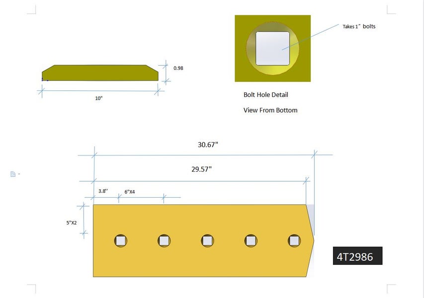 4T2986 | Caterpillar Cutting Edges-30.63" LONG