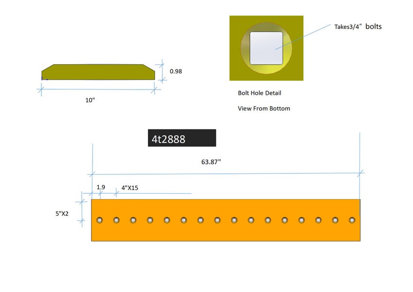 4T2888 | Caterpillar Cutting Edges-63.88" LONG