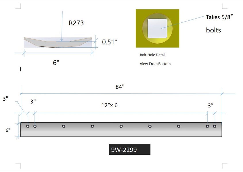 9W-2299 | Caterpillar Grader Blades-7 FT LONG GRADER BLADE
