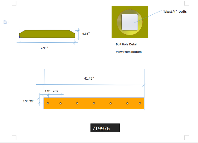 7T9976 | Caterpillar Cutting Edges-41.50" LONG