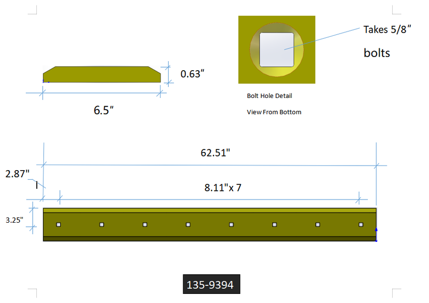 135-9394 | Caterpillar Cutting Edges-62.52" LONG