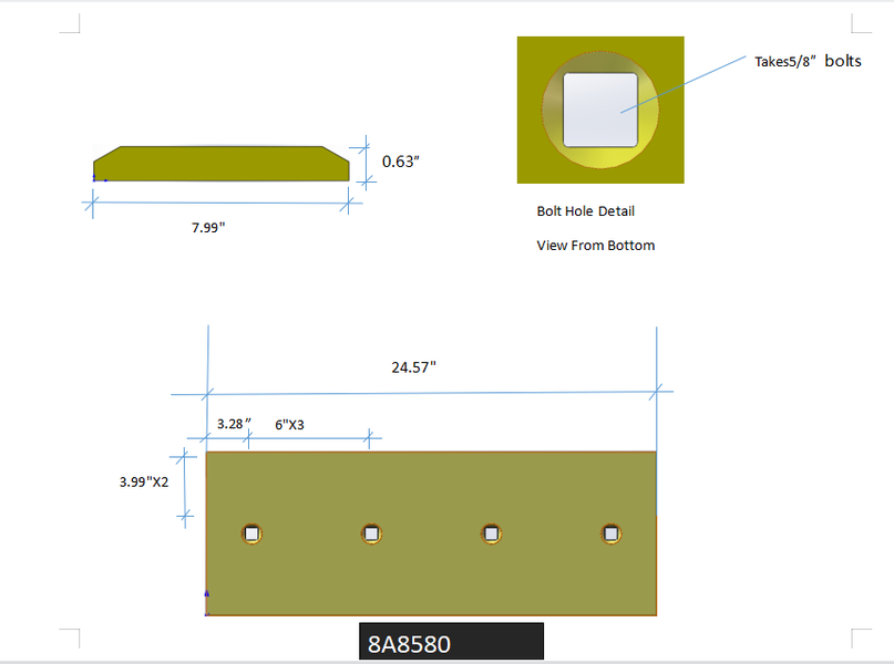 8A8580 | Caterpillar Cutting Edges-24.63" LONG