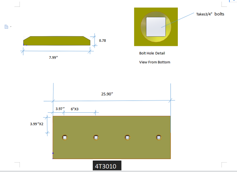 4T3010 | Caterpillar Cutting Edges-25.88" LONG